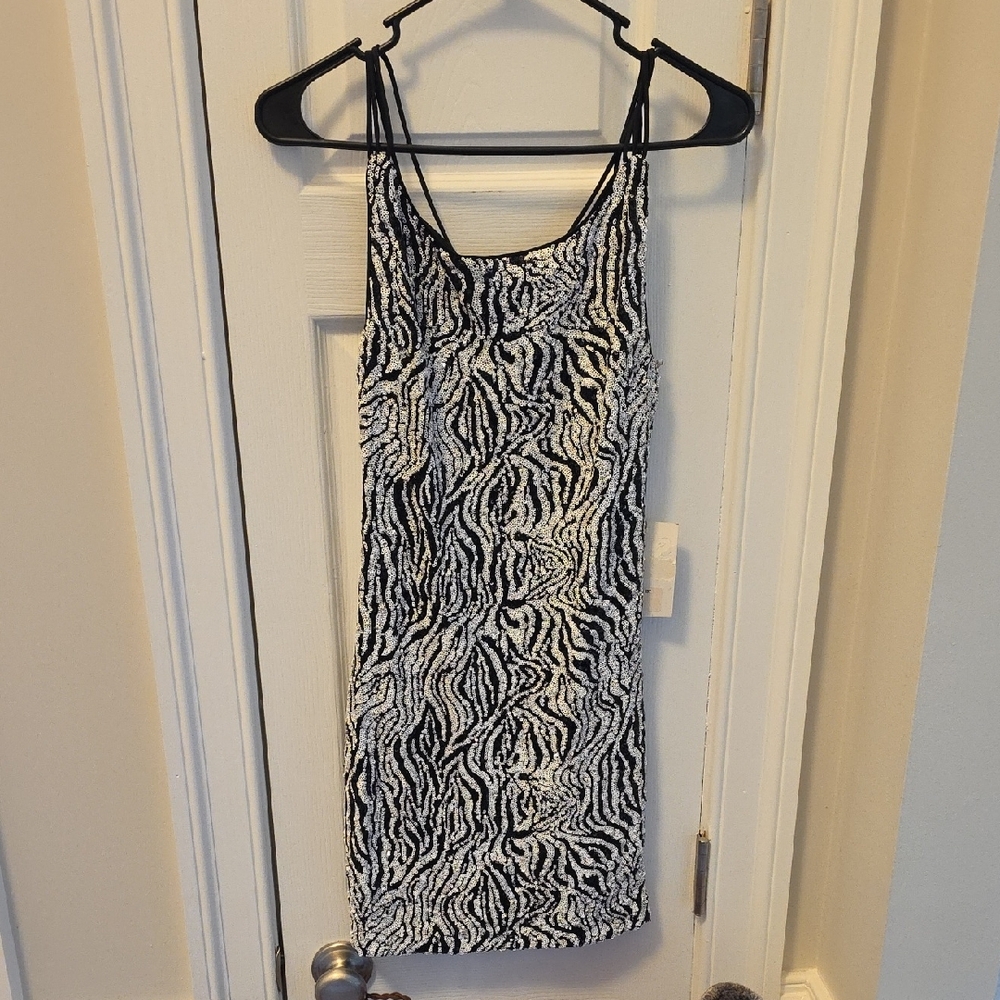 Spy Zone Zebra Print Squined Dress
